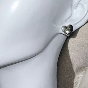 Silver-Colored Heart Earrings, Good Condition